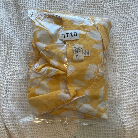 Terra & Sky Womens Blouse 3X‎ (24W-26W) Yellow White Floral Summer Spring - Picture 8 of 8